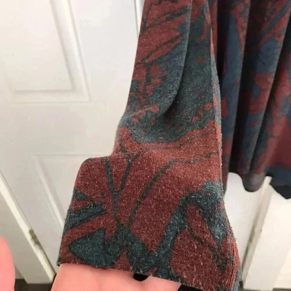 Soft Surroundings teal/rust flowy sweater tunic long sleeve asymmetrical hem K28 - Picture 3 of 4